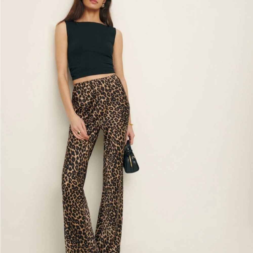 Reformation Gale Leopard Print Wide-Leg Pants